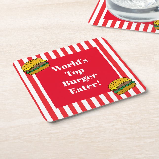 World's No 1 Burger Eater Food Eating Contestant Square Paper Coaster (Angled)