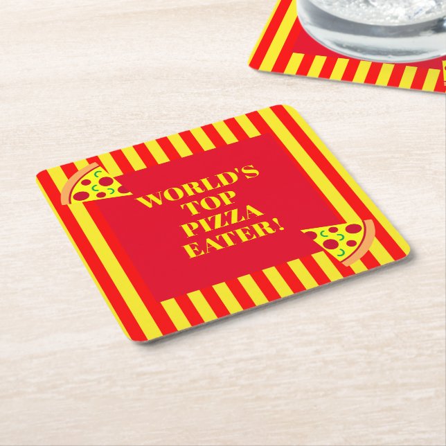 World's No 1 Pizza Eater Food Eating Champion Square Paper Coaster (Angled)