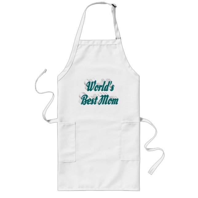 Worlds Number 1 Mum blue green text  Long Apron (Front)