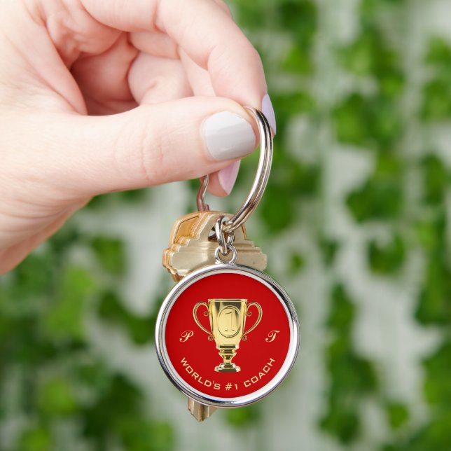 World's number one coach custom text key ring (Hand)