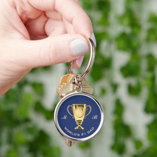 World's number one dad monogram key ring (Hand)