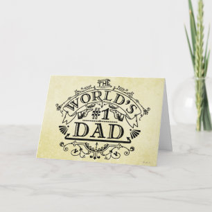 World's Number One Dad Vintage Personalised Card