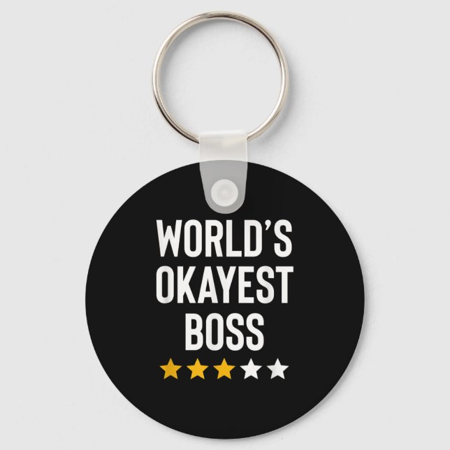 Worlds Okayest Boss Funny Birthday Christmas Gag G Key Ring (Front)