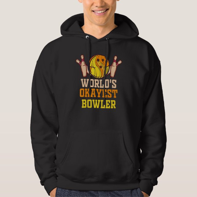 Worlds Okayest Bowler Mens Bowling Ball   Bowler Hoodie (Front)
