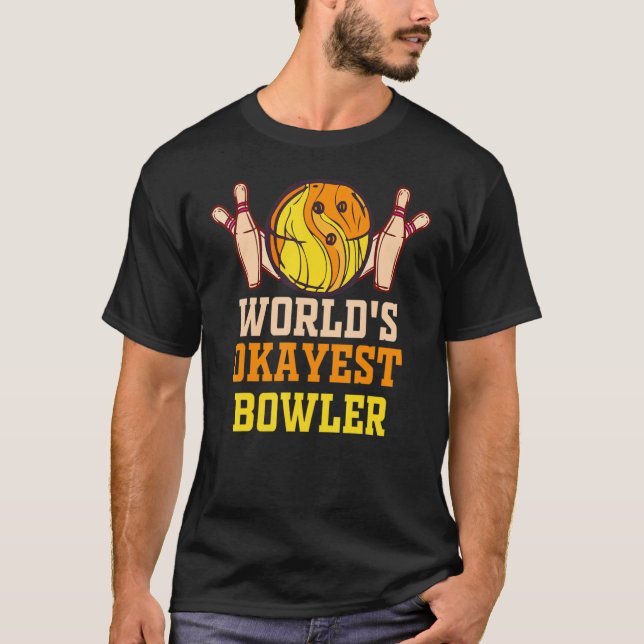 Worlds Okayest Bowler Mens Bowling Ball   Bowler T-Shirt (Front)