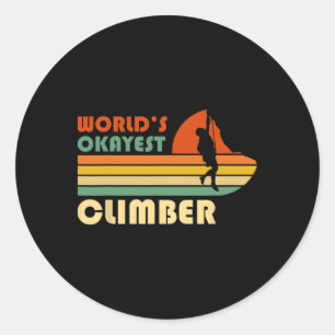 World's Okayest Climber Funny Retro Mountaineering Classic Round Sticker