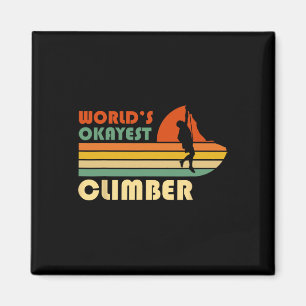 World's Okayest Climber Funny Retro Mountaineering Magnet