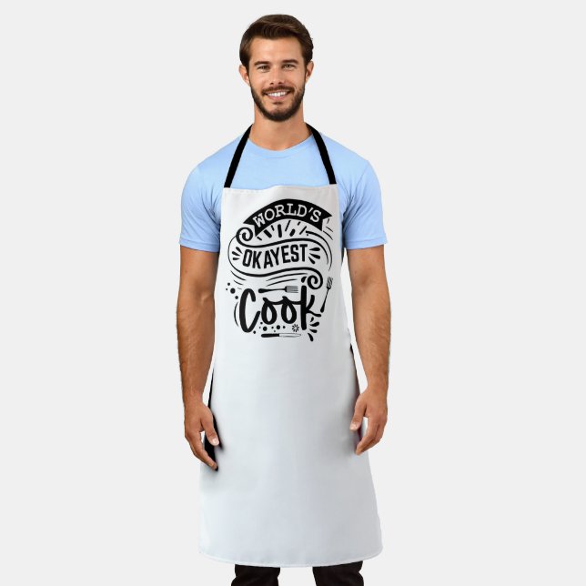World's Okayest Cook Apron – Kitchen Utensils (Worn)