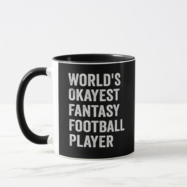 World's Okayest Fantasy Football Player Funny Gift Mug (Left)