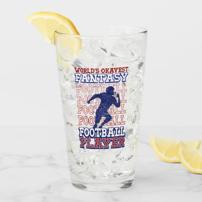 World's Okayest Fantasy Football Player USA Colour Glass (Front Ice)