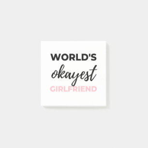 World's Okayest Girlfriend Black Post-it Notes