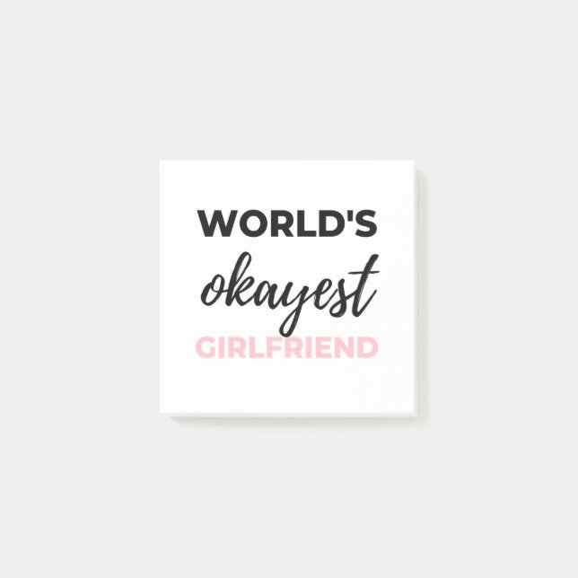 World's Okayest Girlfriend Black Post-it Notes (Front)
