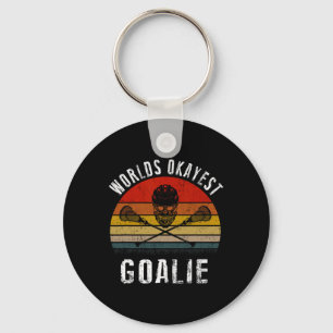 Worlds Okayest Goalie Vintage Lacrosse Gift Key Ring