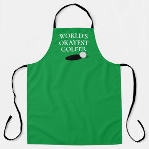 World's Okayest Golfer funny kitchen apron for men