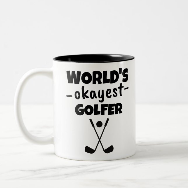 World's okayest golfer Two-Tone coffee mug (Left)