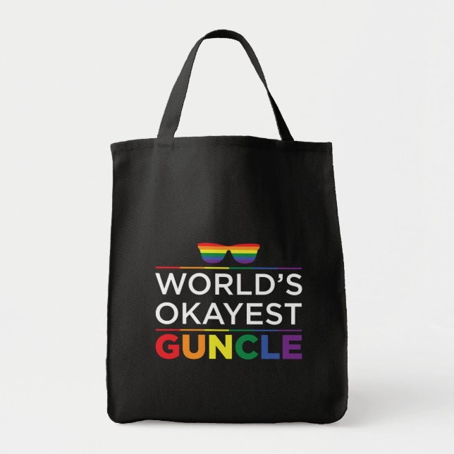Worlds Okayest Guncle Gay Pride Tote Bag (Front)