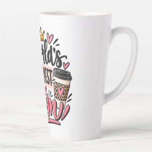 World's Okayest Mum Leopard Print Messy Bun Latte Mug