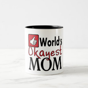World's okayest mum red humour coffee mug
