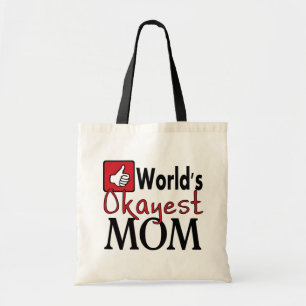 World's okayest mum reusable funny grocery bag