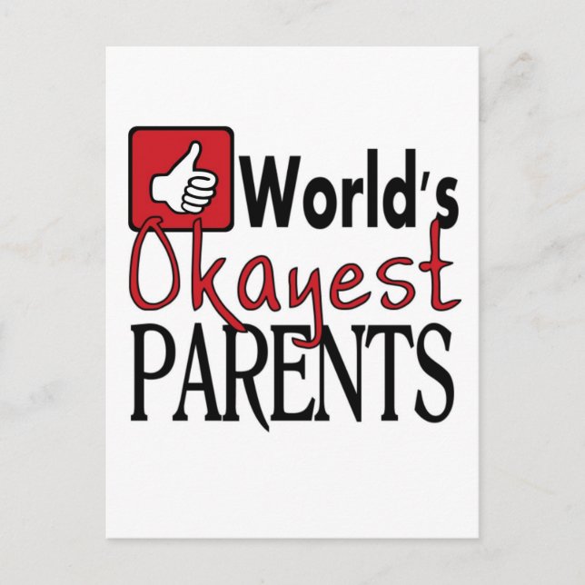 World's okayest parents funny anniversary postcard (Front)