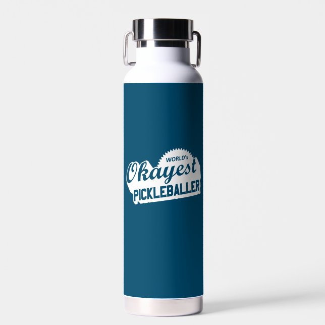 World's Okayest Pickleballer Water Bottle (Front)