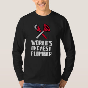 Worlds Okayest Plumber Electrician Employee Blue C T-Shirt