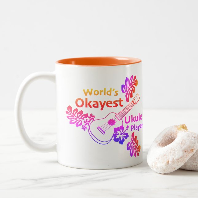 World's Okayest - Rainbow Two-Tone Coffee Mug (With Donut)