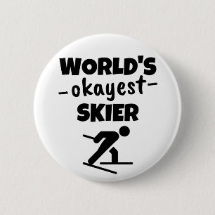 World's okayest skier 6 cm round badge