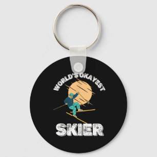 World's Okayest Skier Retro Vintage Ski Lover Skii Key Ring