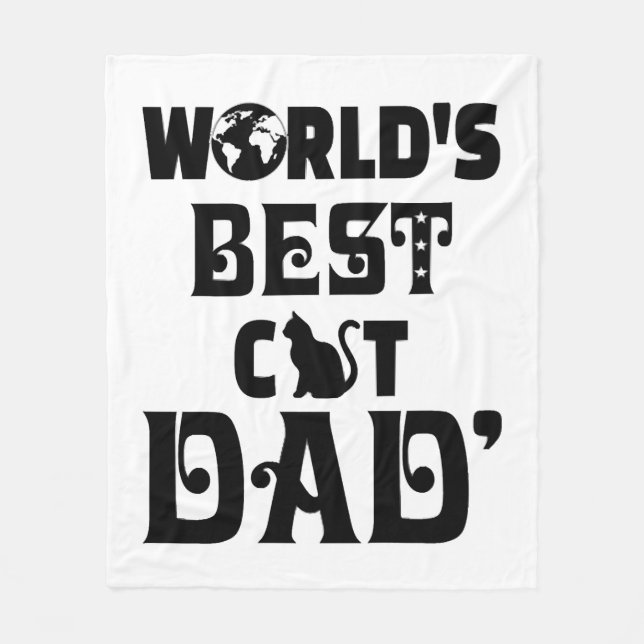 Worlds s Best Cat Dad Fleece Blanket (Front)