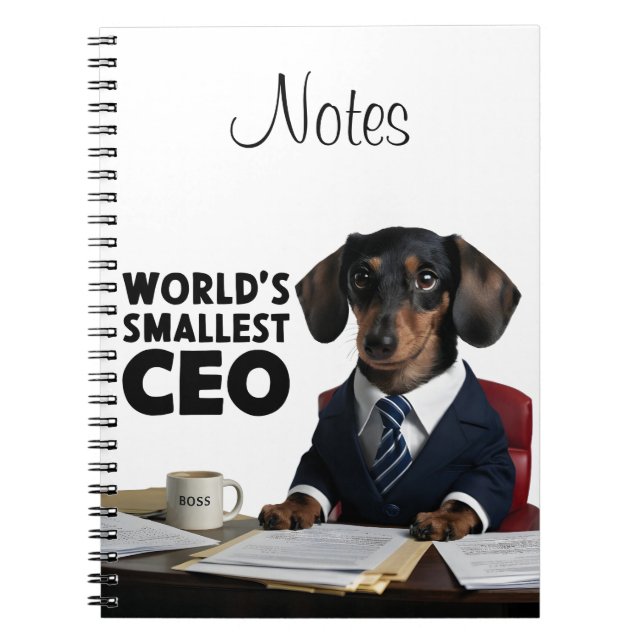 World's smallest CEO, cute funny dachshund in suit Notebook (Front)