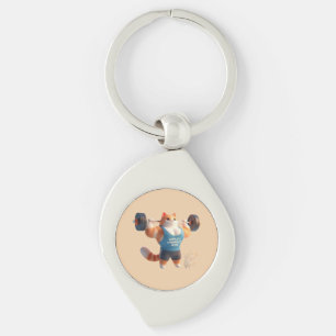 World's Strongest Mom Cute Gym Cat Keychain
