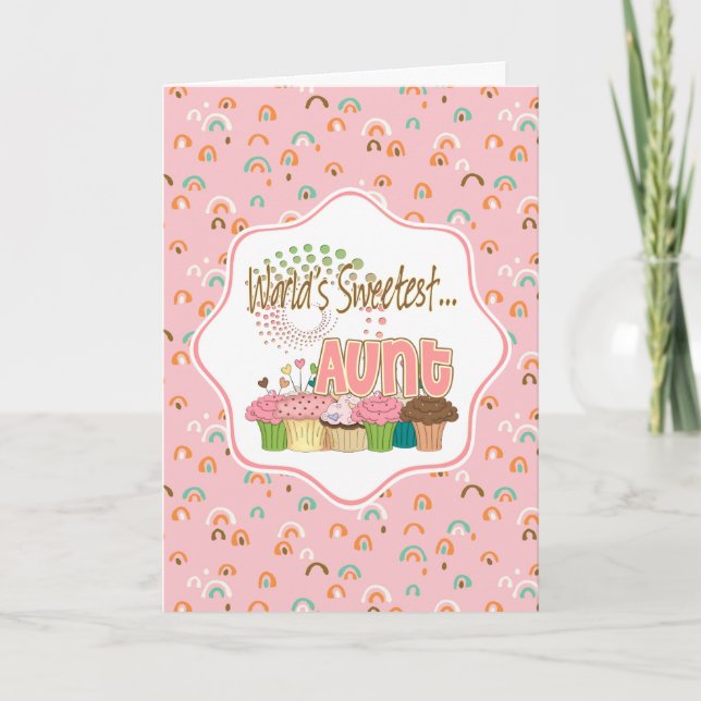 World's Sweetest Aunt Cupcakes Card (Front)