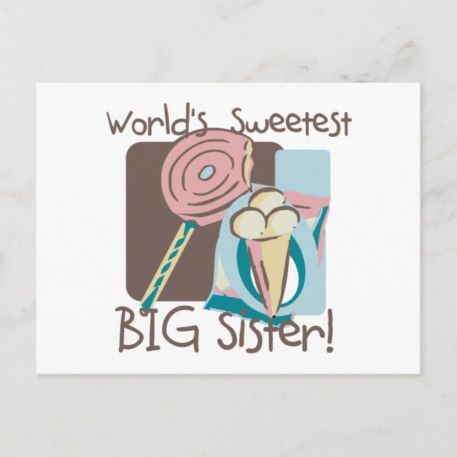 World's Sweetest Big Sister Postcard (Front)