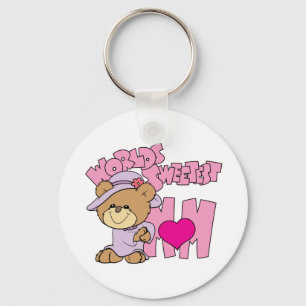 worlds sweetest mum teddy bear design key ring