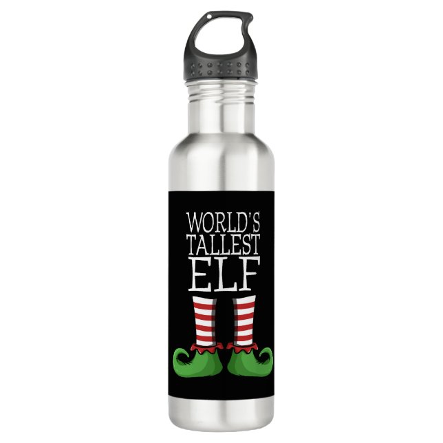 Worlds Tallest Elf Christmas Costume Design 710 Ml Water Bottle (Front)