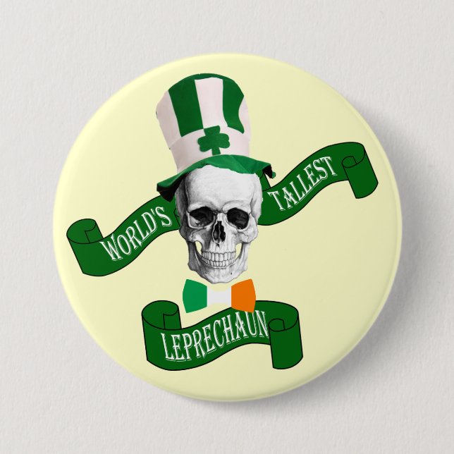 World's tallest leprechaun St Patrick's day 7.5 Cm Round Badge (Front)