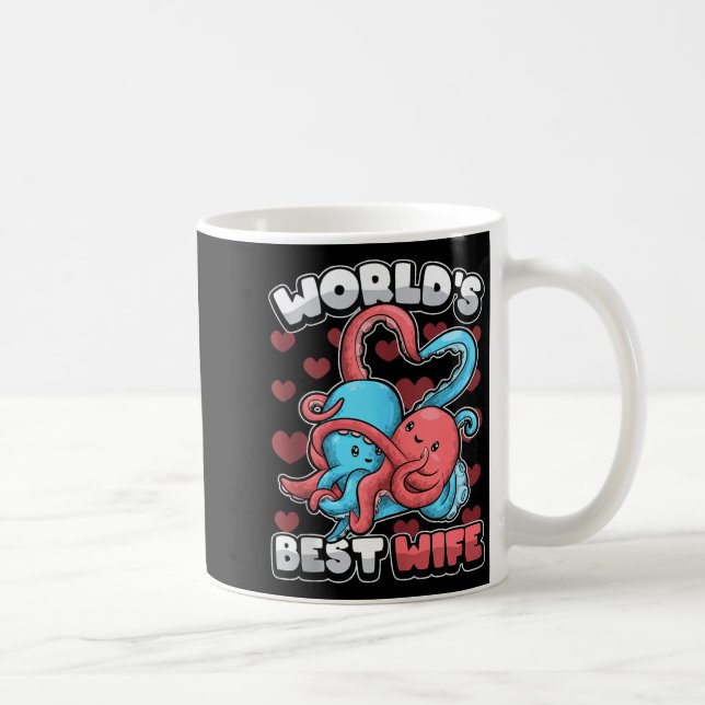 World's Wife Cute Kawaii Octopus Heart Cute Couple Coffee Mug (Right)