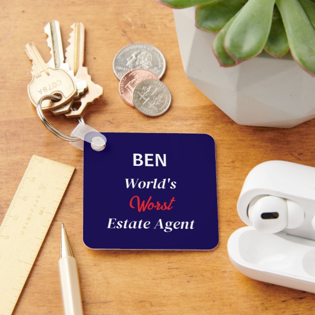 World's Worst Estate Agent Fun Real Estate Custom Key Ring (Desk)