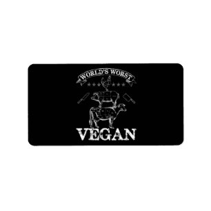 Worlds Worst Vegan Meat BBQ Chicken Pig Cow Label