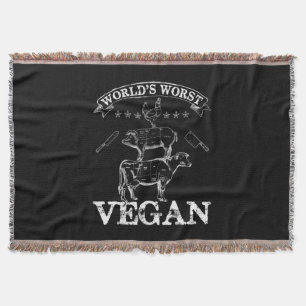 Worlds Worst Vegan Meat BBQ Chicken Pig Cow Throw Blanket