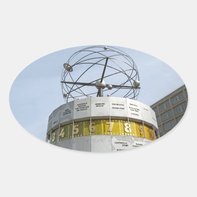 Worldtime Clock in Berlin Oval Sticker (Front)