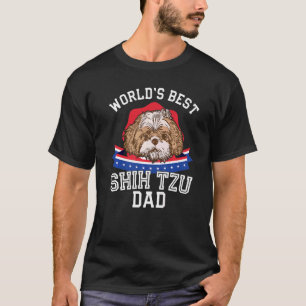 Worldu2019s Best Shih Tzu Dad American Flag Dog F T-Shirt