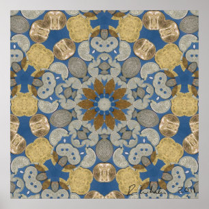 Worldwide coin star flower poster