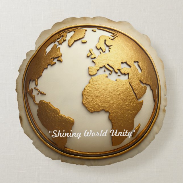 "Worldwide Golden Spark" Round Cushion (Front)