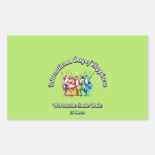 Worldwide Smile Unite. Day of Happiness. Rectangular Sticker