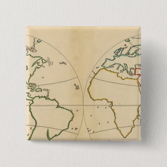 Worlp Map with 5 Zones 15 Cm Square Badge (Front)