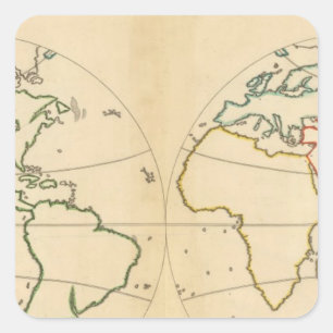 Worlp Map with 5 Zones Square Sticker