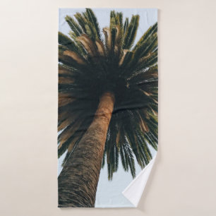 Worm eye photography of palm tree bath towel