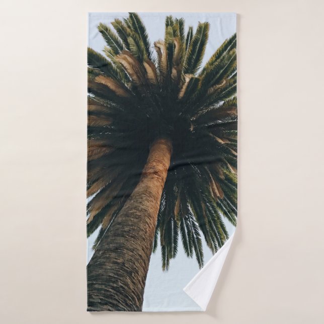 Worm eye photography of palm tree bath towel (Bath Towel)